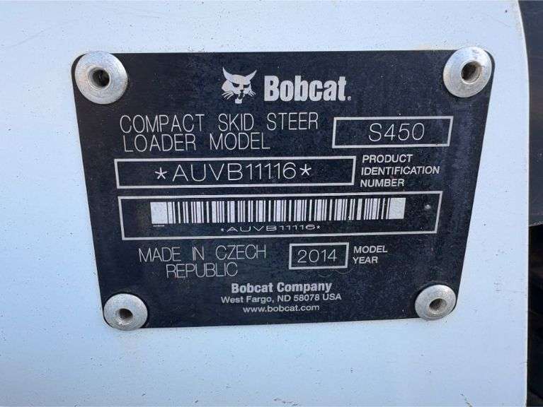 2014 Bobcat S450 Wheeled Skid Steer (1,716 Hours)