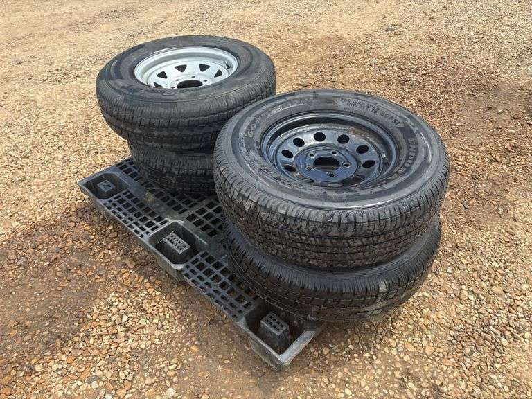 (4) Goodyear ST225/75 R15 Trailer Tires with Rims