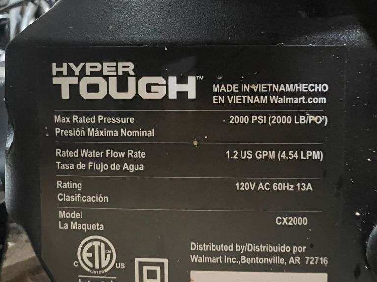 Hyper Tough CX2000 Electric 2000 PSI Pressure Washer