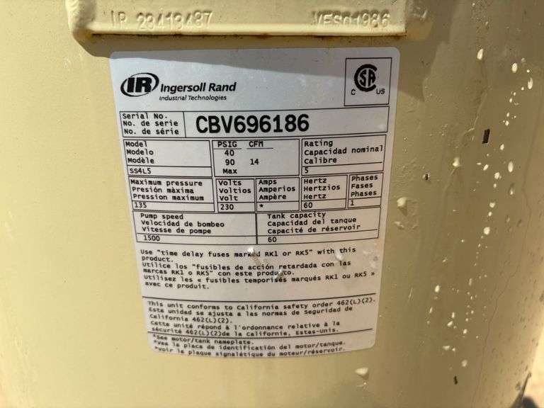 Ingersoll Rand Vertical Air Compressor