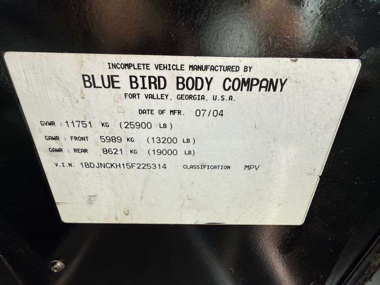 2005 Blue Bird Mobile Blood Donation Bus (217,924 Actual Miles)