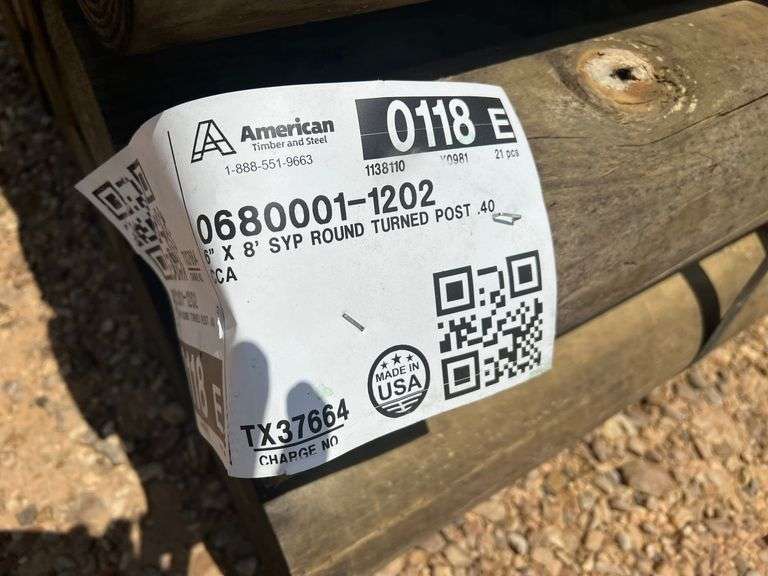 (21) NEW/UNUSED 8’ SYP Round Turned Treated Posts