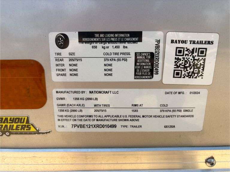 2024 13' NationCraft Cargo Trailer
