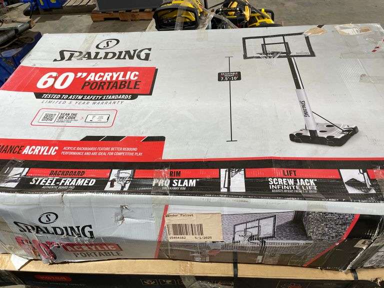 Spalding Basketball Goal & (3) Keter Wood Deck Boxes