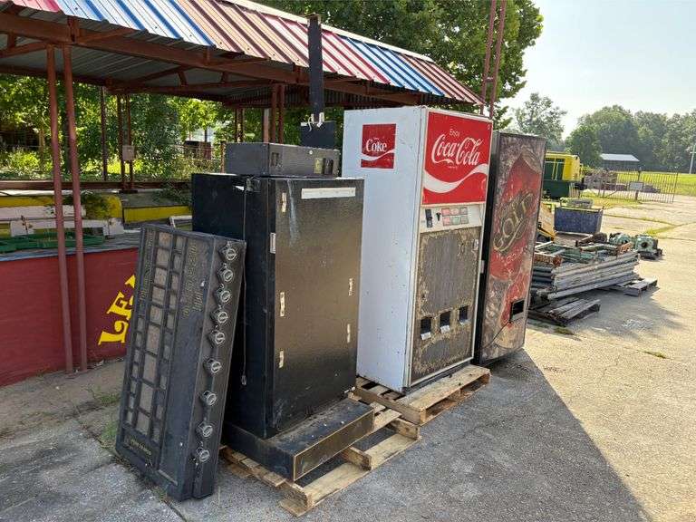 (3) Antique Beverage Dispensers & Snack Machine