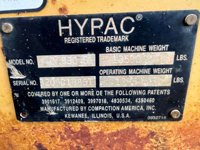 Hypac C830B Vibratory Smooth Drum Roller Compactor