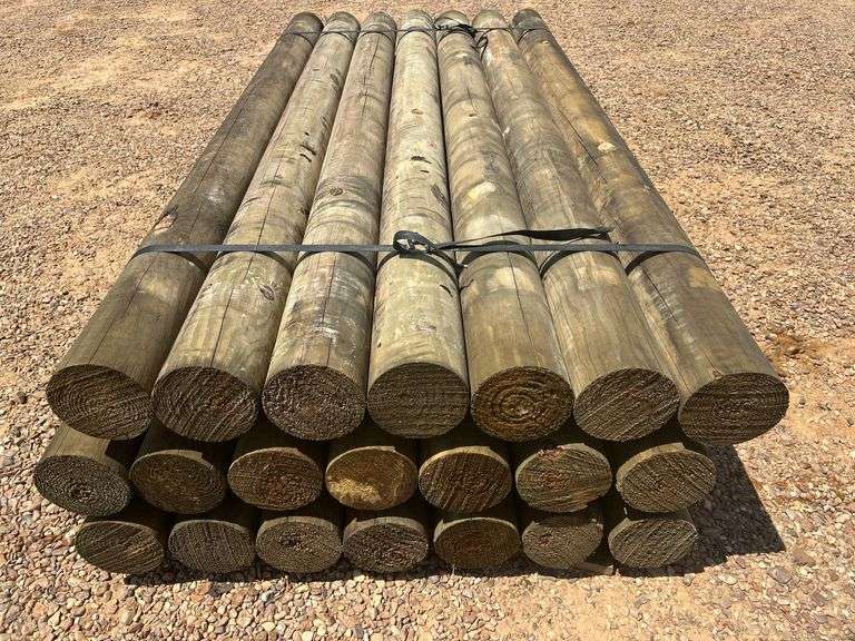 (21) NEW/UNUSED 8’ SYP Round Turned Treated Posts