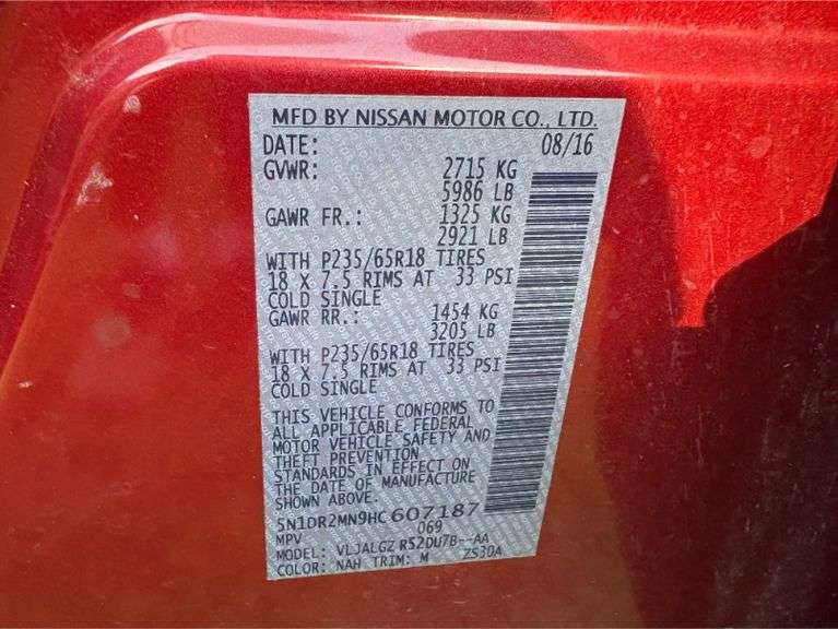 2017 Nissan Pathfinder 4 Door SUV (176,460 Miles)