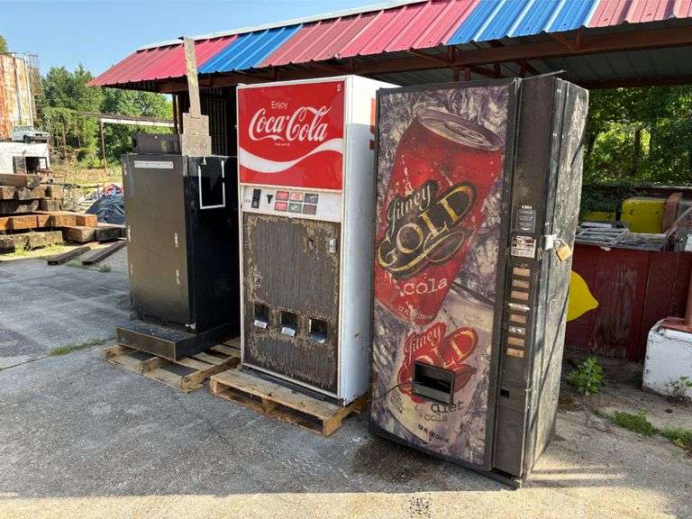 (3) Antique Beverage Dispensers & Snack Machine