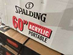 Spalding Basketball Goal & (3) Keter Wood Deck Boxes