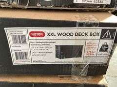 Spalding Basketball Goal & (3) Keter Wood Deck Boxes