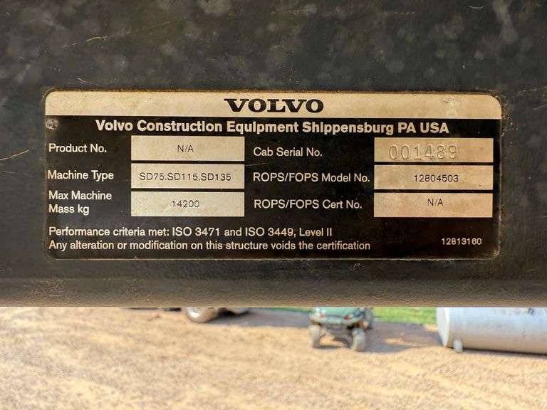2016 Volvo SD115B Single Drum Shell Kit Compactor/Roller (703 Hours)