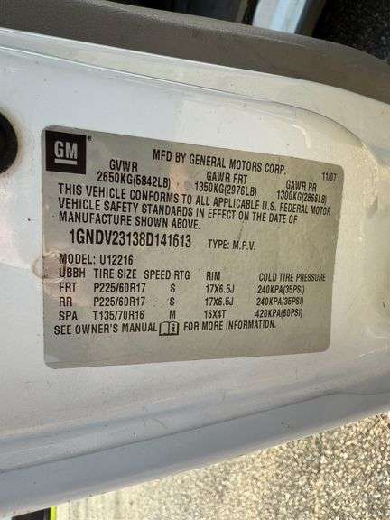 2008 Chevrolet Uplander 4D Passenger Van (152,471 Miles)