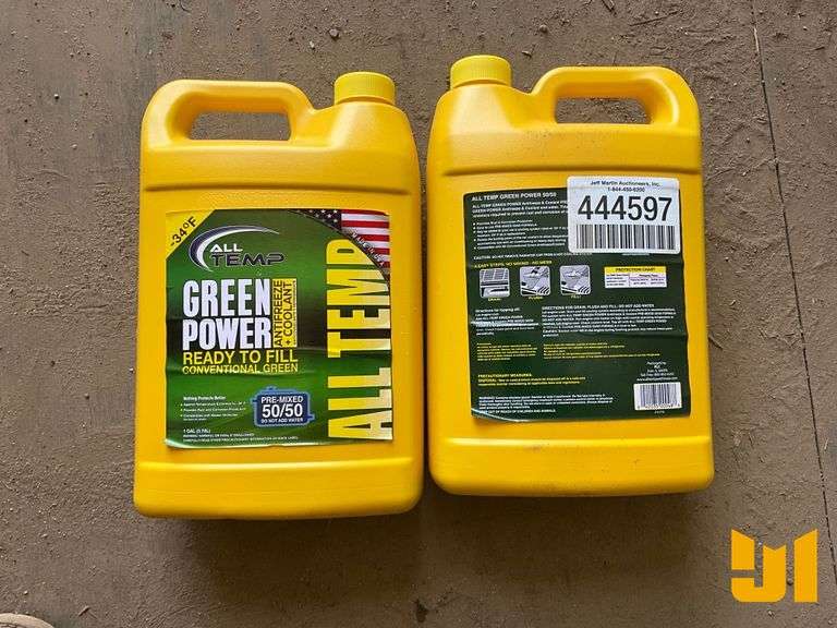 (2) 1 GAL GREEN POWER 50/50 ANTIFREEZE/COOLANT