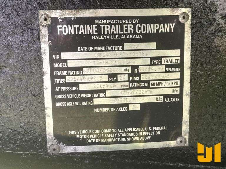 2007 FONTAINE TRAILER CO. FONTAINE TRAILER CO. 48'X96" STEEL FLATBED TRAILER VIN: 13N14830271534765
