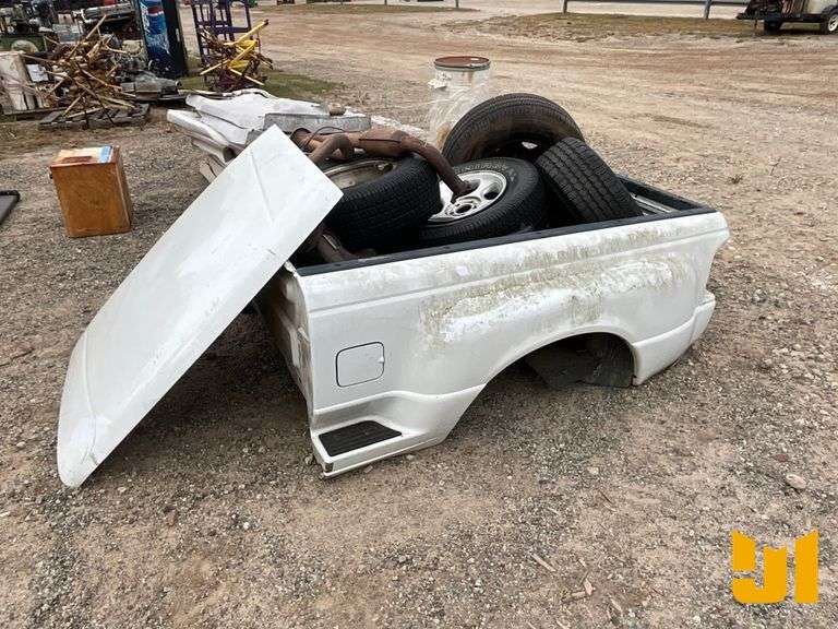 FORD RANGER TRUCK BED, HOOD, (4) TIRES W/ RIMS, & EXHAUST