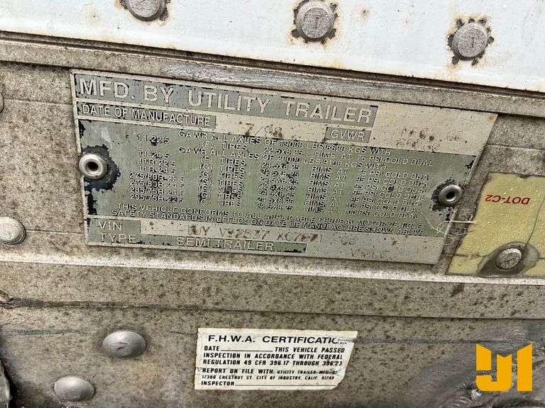 1999 UTILITY TRAILER MANUFACTURER VS2DC 53'X102" VAN TRAILER VIN: 1UYVS2537XC787103