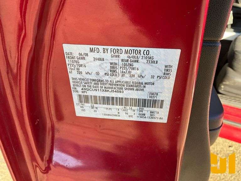 2008 MERCURY MARINER SUV VIN: 4M2CU911X8KJ54593