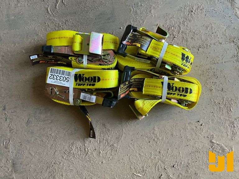 UNUSED WOOD TUFF TOW QTY (4) 27’ RATCHET STRAPS