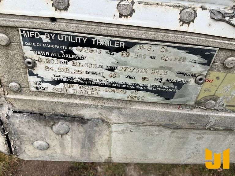 2001 UTILITY TRAILER MANUFACTURER VS2DC 53'X102" VAN TRAILER VIN: 1UYVS25331C454906