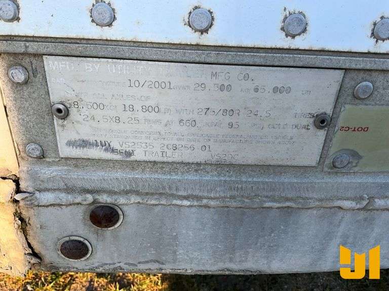 2002 UTILITY TRAILER MANUFACTURER VS2DC 53'X102" VAN TRAILER VIN: 1UYVS25352C825601
