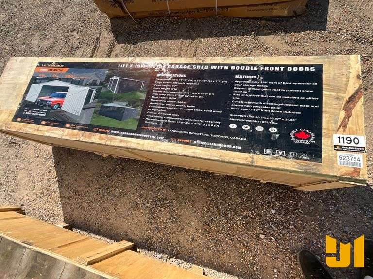 LANDHONOR LHR-MS1119 STEEL CARPORT W/ ENCLOSED SIDEWALLS