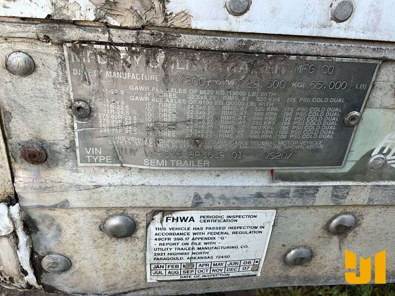 2008 UTILITY TRAILER MANUFACTURER VS2DX 53'X102" VAN TRAILER VIN: 1UYVS25358P363901