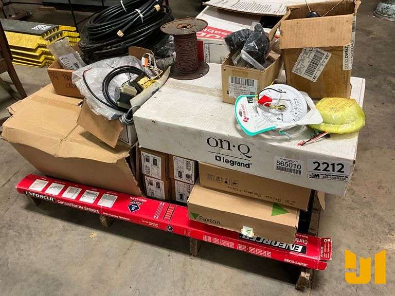 PALLET OF VARIOUS BRACKETS, CONDUIT CLAMPS, WIRE