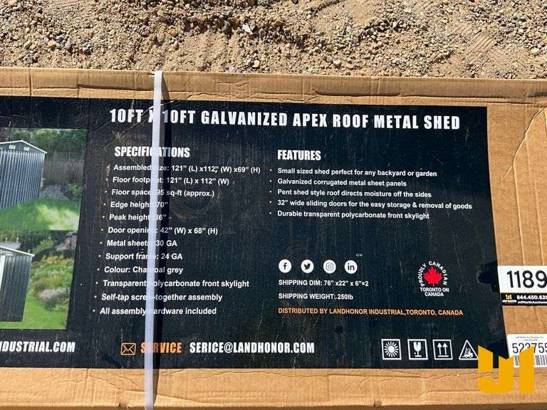 LANDHONOR MS-1010 STEEL CARPORT W/ ENCLOSED SIDEWALLS