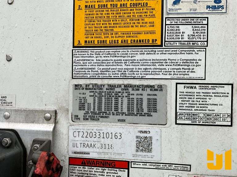 2023 UTILITY TRAILER MANUFACTURER VS2DX 53'X102" VAN TRAILER VIN: 1UYVS253XP3853921