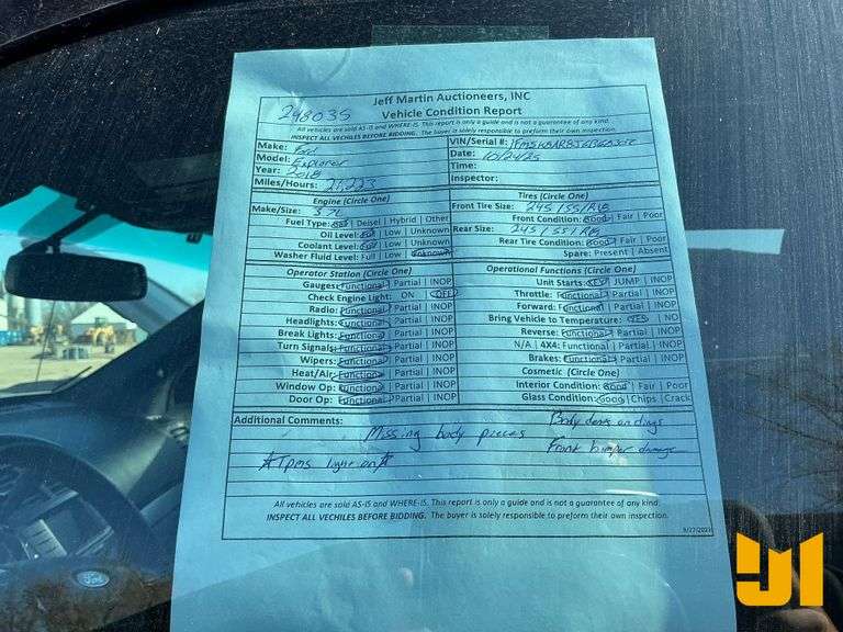 2018 FORD EXPLORER VIN: 1FM5K8AR8JGB68307 AWD