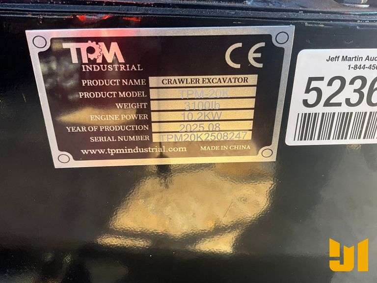 UNUSED 2025 TPM TPM-20K MINI EXCAVATOR SN: TPM20K2508247