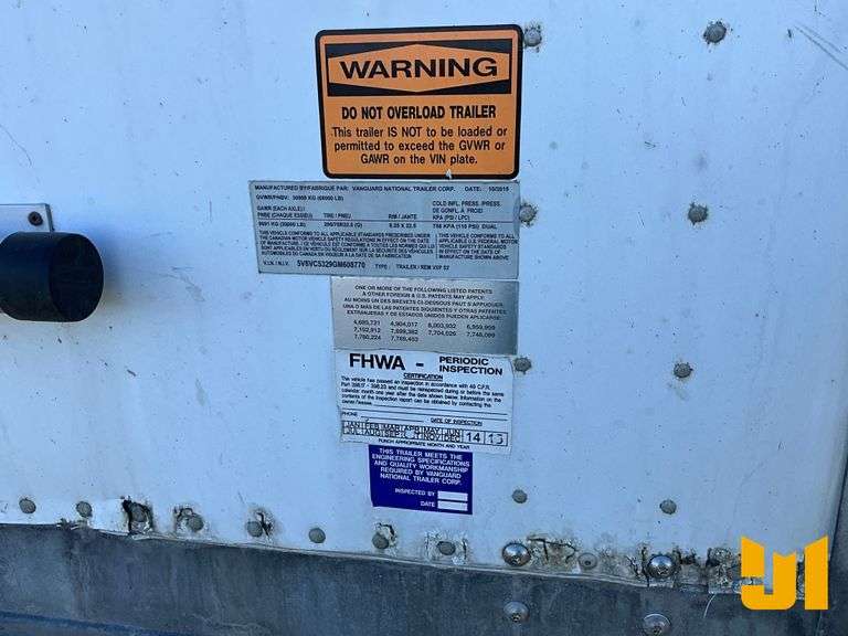 2016 VANGUARD NATIONAL TRAILER CORPORATION (VNTC) REM VXP 53' 53'X102" VAN TRAILER VIN: 5V8VC5329GM6