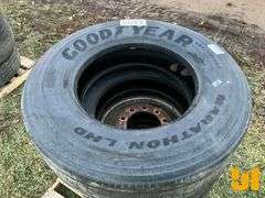 (4) 295/75R22.5 TIRES, (2) HAVE WHEELS