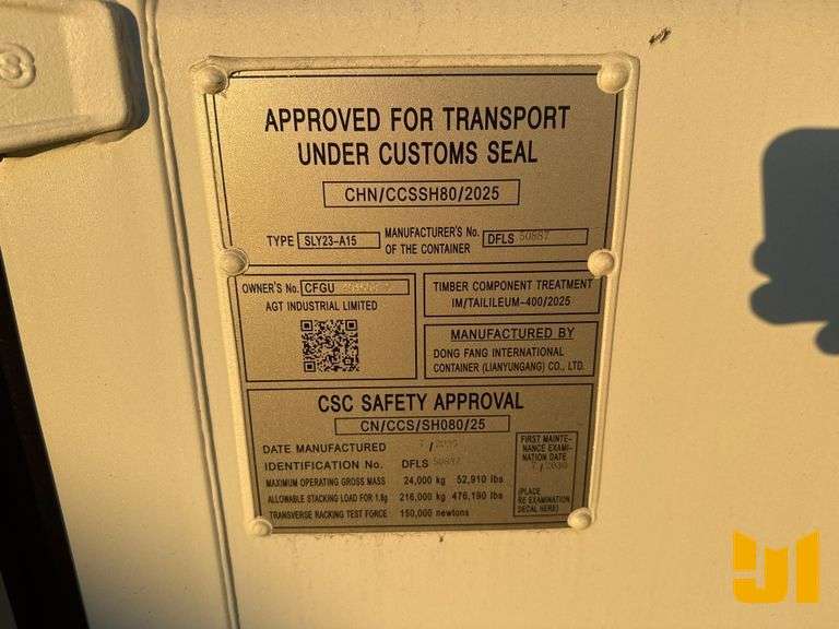 2025 40' HIGH CUBE CONTAINER SN: CFGU4046089