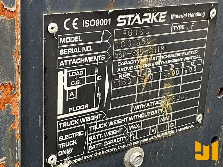 STARKE FG18C 2500 CUSHION TIRE FORKLIFT SN: TC01350