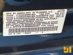 2011 HONDA RIDGELINE CREW CAB 4X4 PICKUP VIN: 5FPYK1F58BB002922