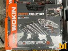WORKIN 215 PC SOCKET SET, INCLUDES 1/4. 3/8. 1/2 RATCHETS