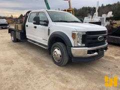 2019 FORD F-550 SINGLE AXLE CREW CAB 4X4 FLATBED TRUCK VIN: 1FD0W5HT4KEC98046