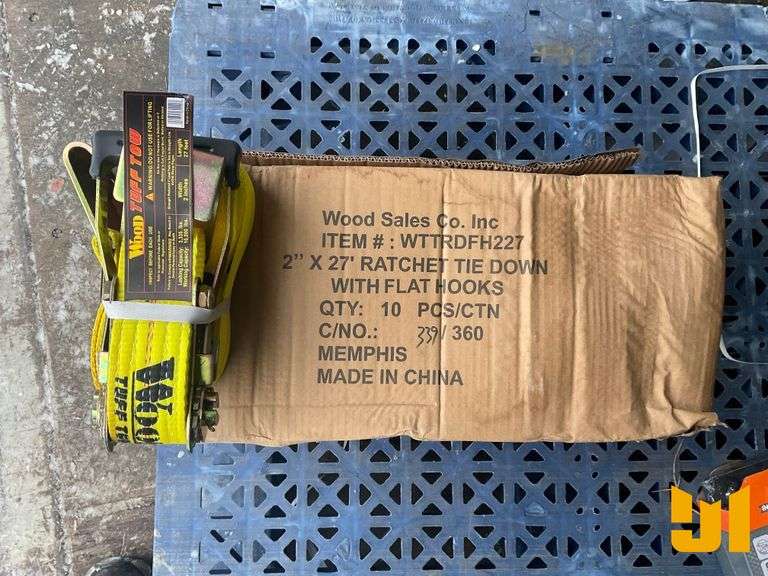 QTY (10) UNUSED 2” X 27’ RATCHET STRAPS W/FLAT HOOKS