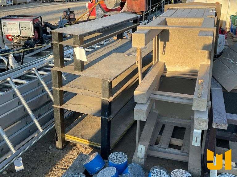 METAL WORK BECH WITH SHELVES