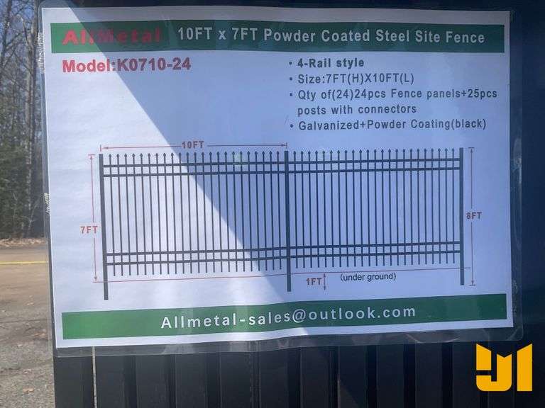 UNUSED 2024 ALLMETAL K0710 10'X7' POWDER COATED STEEL SITE FENCE