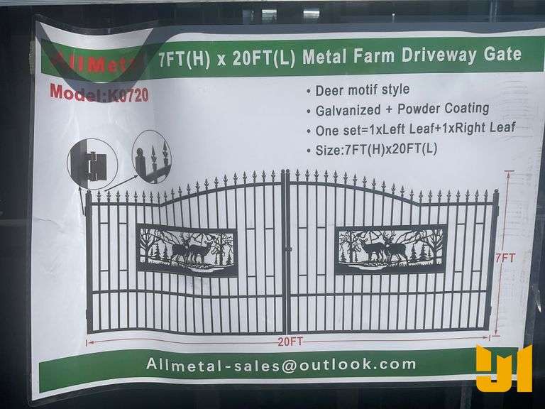 UNUSED 2024 ALLMETAL K0720 METAL FARM DRIVEWAY GATE