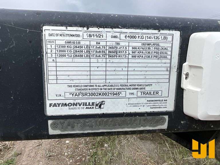 2019 FAYMONVILLE TELEMAX  TRI/A STRETCH TRAILER VIN: YAFSR3002K0021945