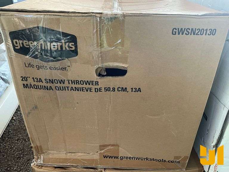 QUANTITY OF (4) 20” 13A GREENWORKS SNOW THROWER, QUANTITY OF