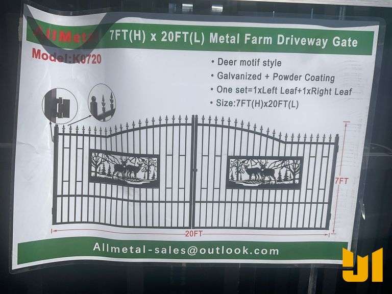 UNUSED 2024 ALLMETAL K0720 METAL FARM DRIVEWAY GATE