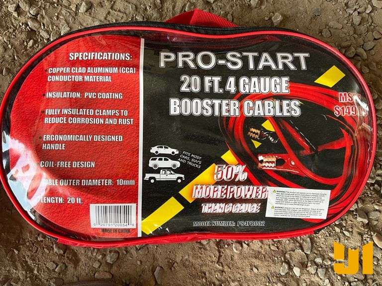 PRO START 20’ 4 GAUGE BOOSTER CABLES