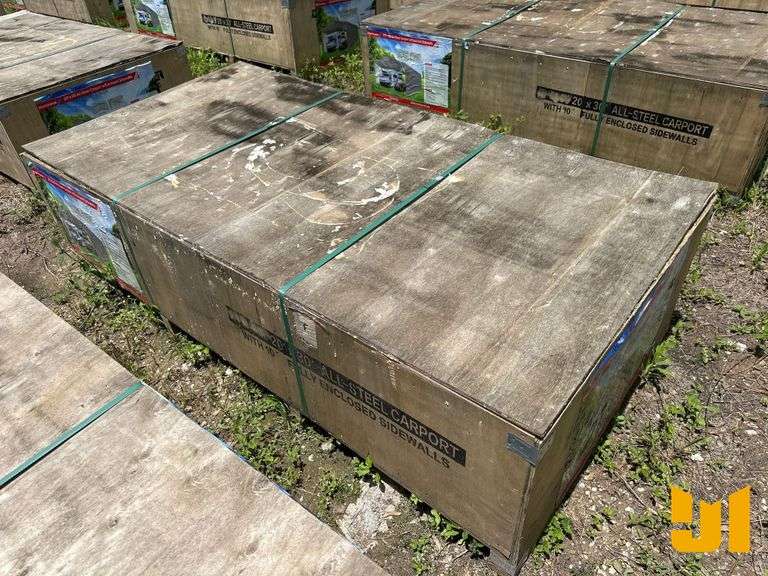 UNUSED HURRICANE MSC2030F 20 FT X 30 FT  STEEL CARPORT W/ ENCLOSED SIDEWALLS