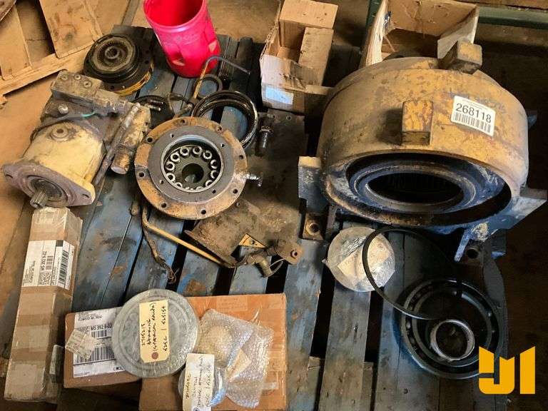 CLUCH,BEARING, WINCH PARTS FROM A 525C, MUFFLER, QTY (3) PALLETS