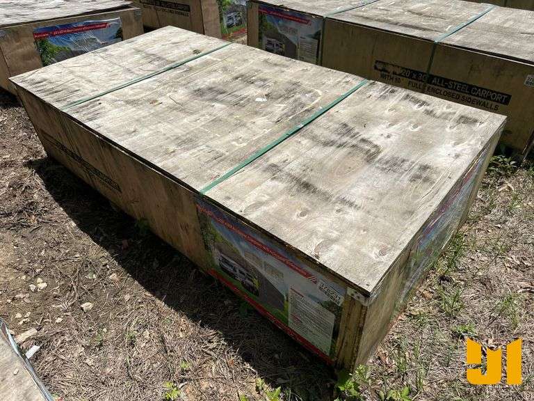UNUSED HURRICANE MSC2030F 20 FT X 30 FT  STEEL CARPORT W/ ENCLOSED SIDEWALLS
